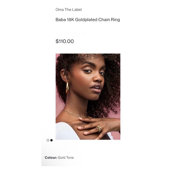 NWT OMA The Label Baba 18K Goldplated Chain Ring - Picture 3 of 14